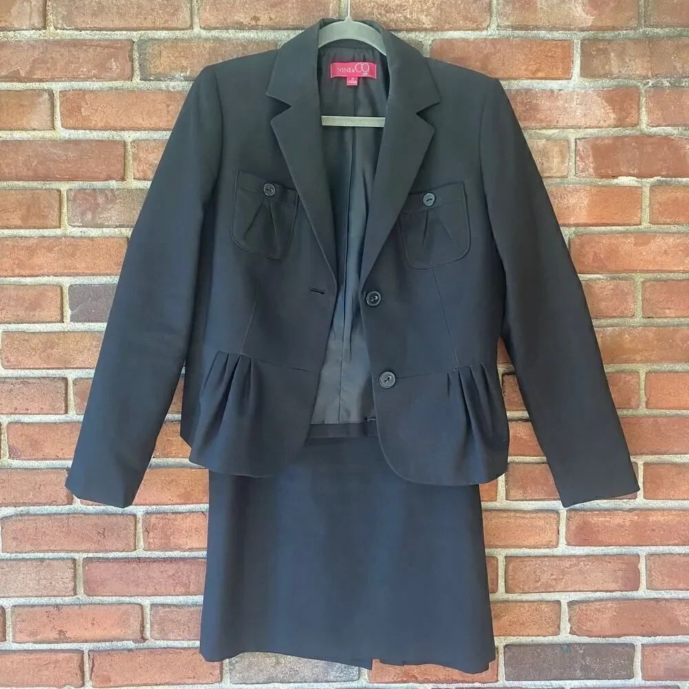 Nine & Co 2 Button 2 Pocket Blazer and Skirt Suit Set